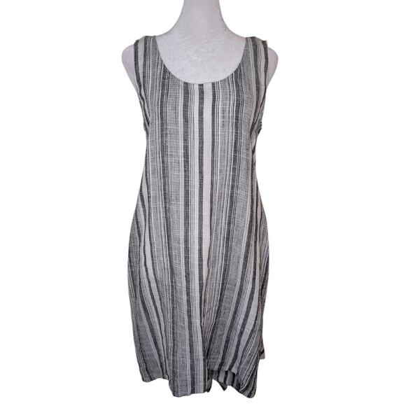 Anthropologie Drew Striped Rayon Linen Tie Waist Dress Medium - Picture 3 of 8